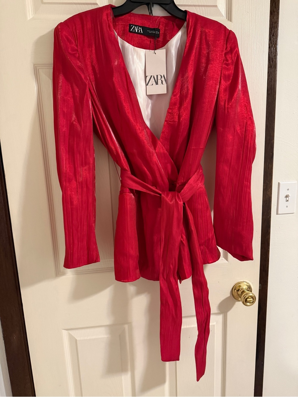Zara Hot Pink Pleated Tie-Waist Blazer - Picture 6 of 7